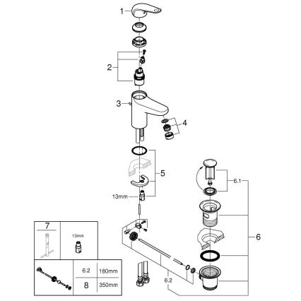 GROHE 24325001 - Waschtischarmatur SWIFT DN 15, Größe M, glänzender Chrom