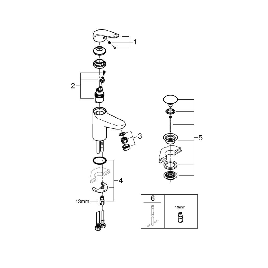 GROHE 24326001 - Waschtischarmatur SWIFT DN 15 Größe M, glänzender Chrom