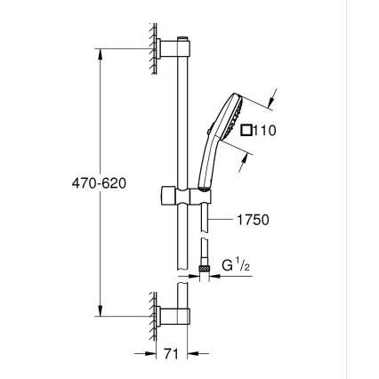 GROHE 26096001 - Duschset VITALIO COMFORT 110 600 mm, glänzender Chrom