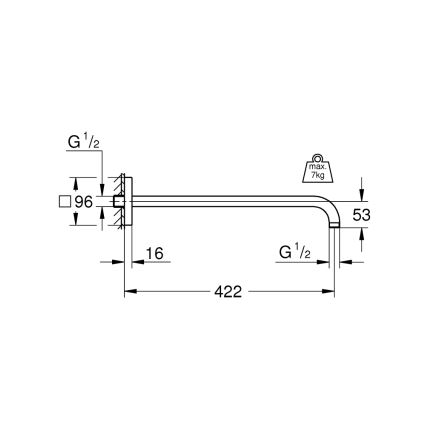 GROHE 26145000 - Duscharm RAINSHOWER 422 mm, glänzender Chrom