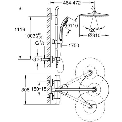 GROHE 26400001 - Duschsystem VITALIO JOY SYSTEM 310 450 mm, glänzender Chrom