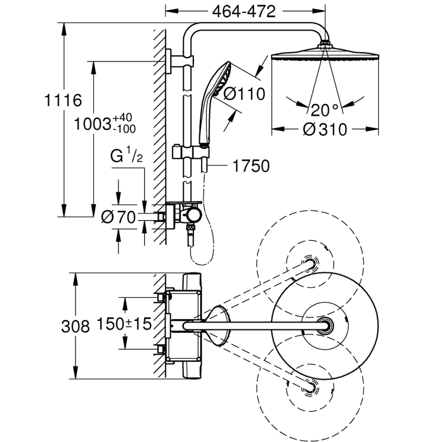 GROHE 26401001 - Duschsystem VITALIO JOY SYSTEM 310 glänzender Chrom