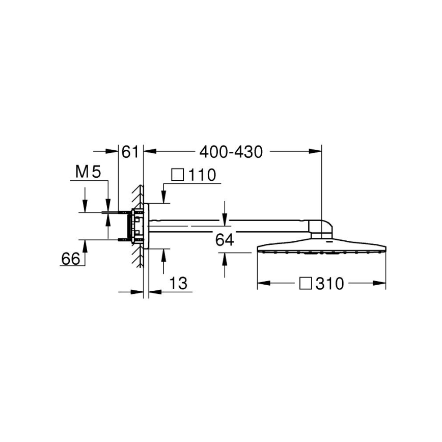 GROHE 26479000 - Kopfbrause RAINSHOWER SMARTACTIVE 310 CUBE glänzender Chrom