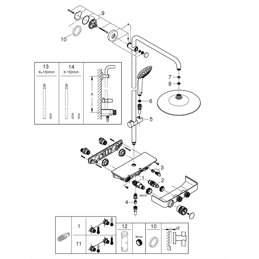 GROHE 26509000 - Duschsystem EUPHORIA SMARTCONTROL 260 mm, Hochglanz-Chrom