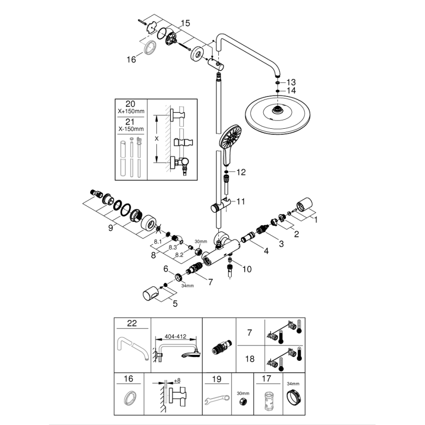GROHE 26648000 - Duschsystem RAINSHOWER SMARTACTIVE 310 450 mm Hochglanzchrom