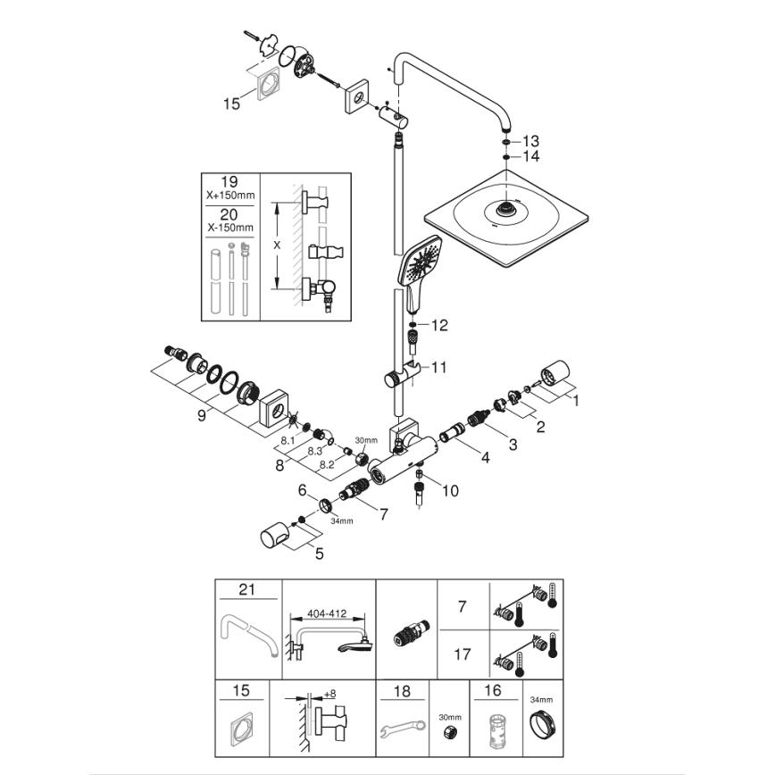 GROHE 26649000 - Duschsystem RAINSHOWER SMARTACTIVE 310 × 310 mm Chrom