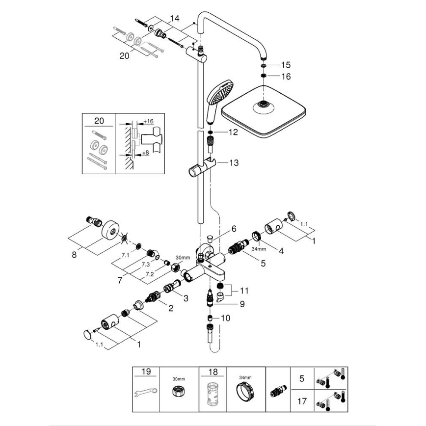 GROHE 269842431 - Duschsystem VITALIO COMFORT 250 250 × 250 mm schwarz