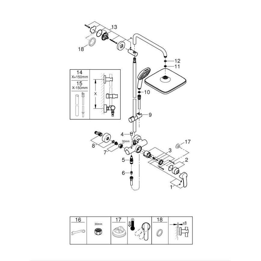 GROHE 26985001 - Duschsystem VITALIO COMFORT 250 250 × 250 mm glänzender Chrom
