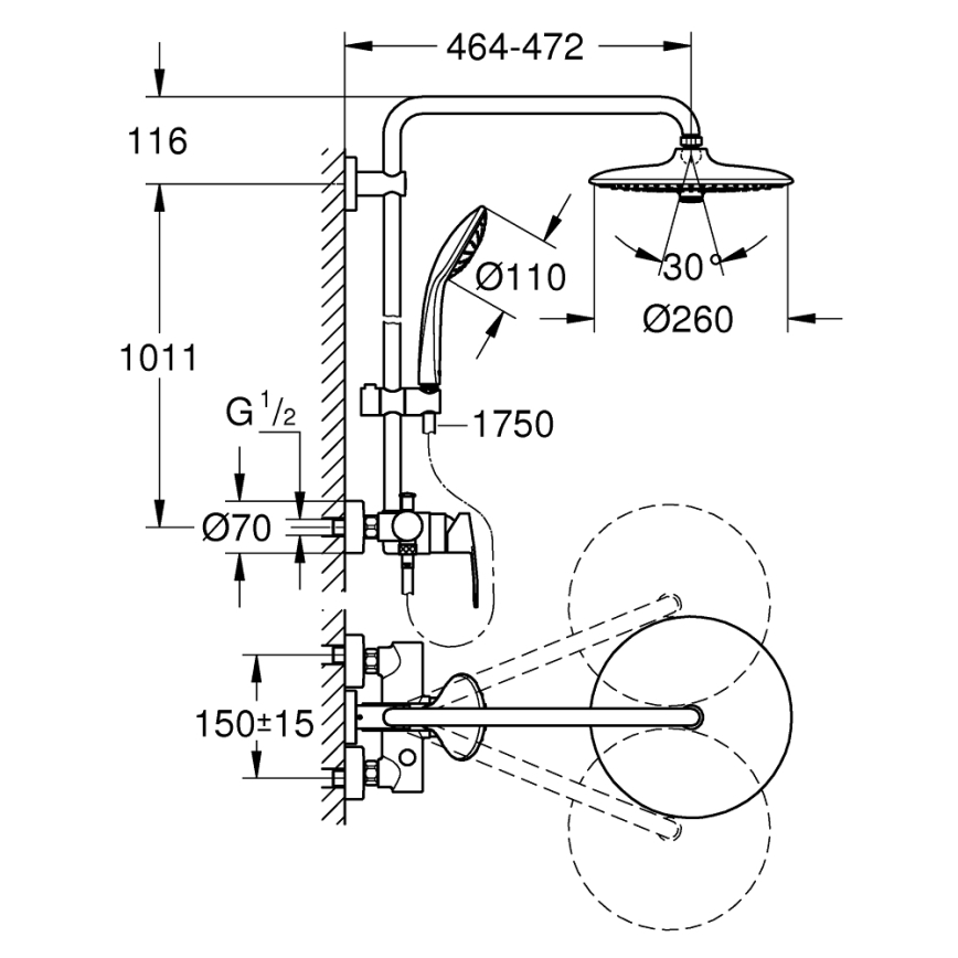 GROHE 27684001 - Duschsystem VITALIO JOY 260 450 mm glänzender Chrom