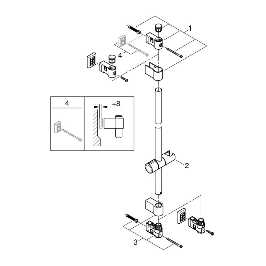GROHE 27724001 - Duschstange VITALIO UNIVERSAL 600 mm glänzender Chrom