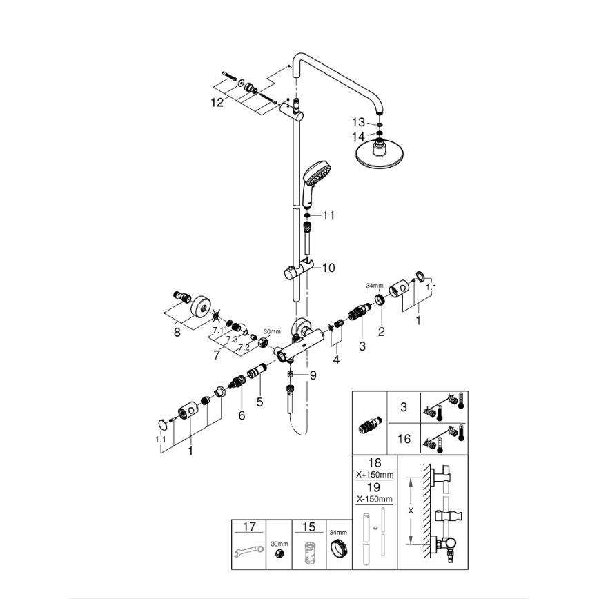 GROHE 27922000 - Duschsystem TEMPESTA COSMOPOLITAN 160 mm glänzender Chrom