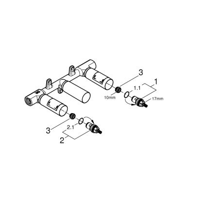 GROHE 29025002 - Universeller Unterputzkörper aus Messing für 3‑Loch-Waschtischarmatur