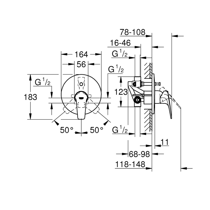GROHE 29117000 - Badewannenarmatur LINEARE, glänzender Chrom