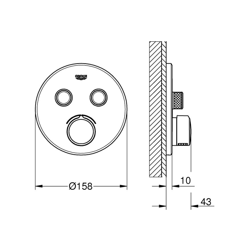 GROHE 29145000 - Abdeckkappe für Unterputz-Armatur SMARTCONTROL, glänzender Chrom