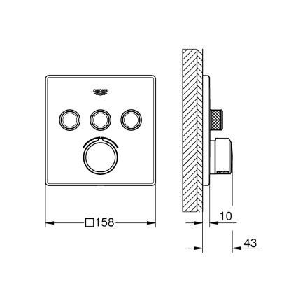GROHE 29149000 - Abdeckplatte für Unterputz-Armatur SMARTCONTROL 158 × 158 mm Chrom