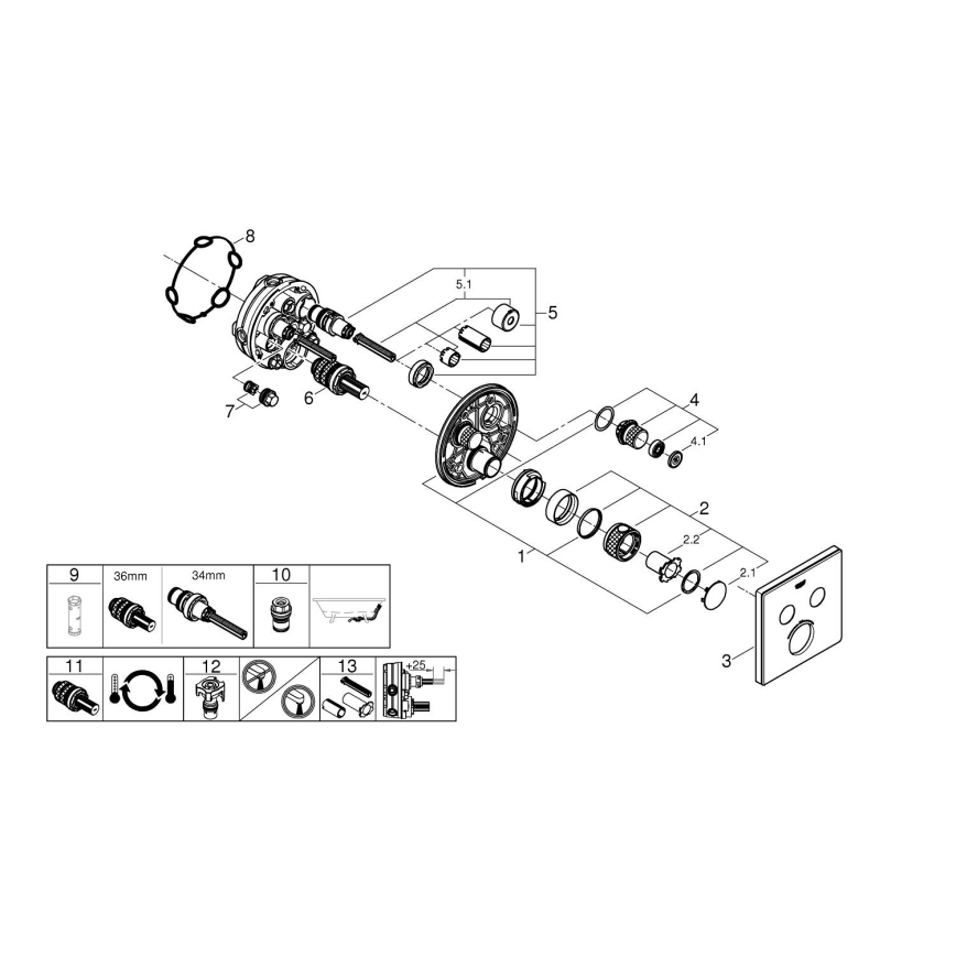 GROHE 29156LS0 - Thermostat für Unterputzmontage GROHTHERM SMARTCONTROL weiß