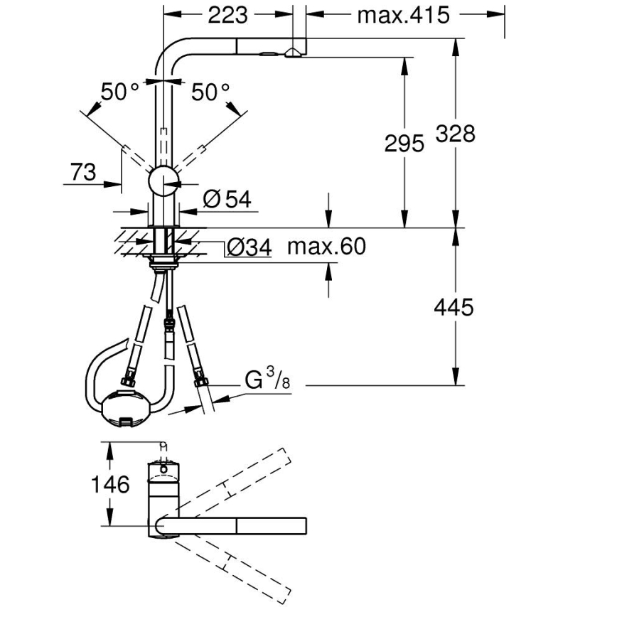 GROHE 30274000 - Küchenarmatur mit L-Auslauf, glänzender Chrom