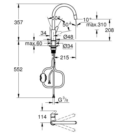 GROHE 30562000 - Spültischarmatur START CURVE 357 mm, glänzender Chrom