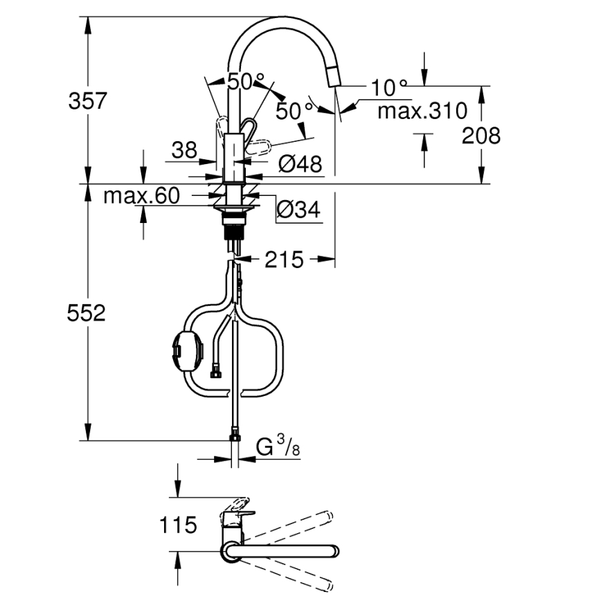 GROHE 30569000 - Küchenarmatur START FLOW 357 mm, glänzender Chrom