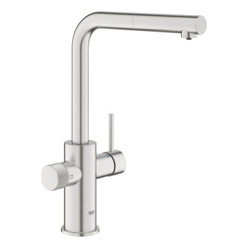 GROHE 30590DC0 - Spültischarmatur mit ausziehbarem Brausekopf BLUE PURE, Edelstahl