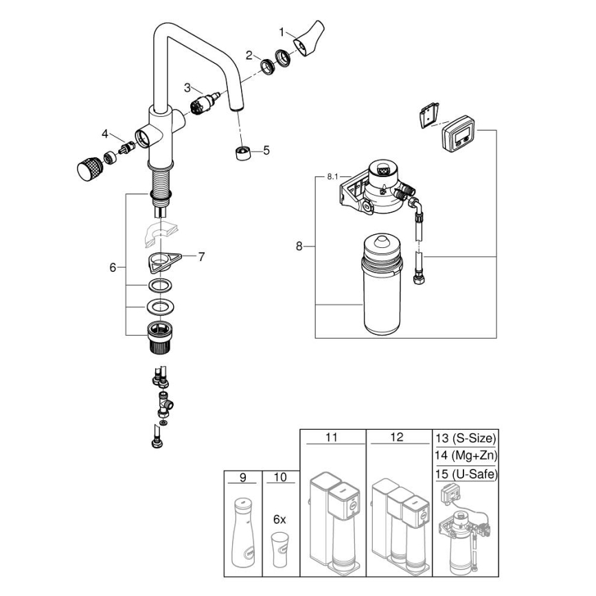 GROHE 30596000 - BLUE PURE Küchenarmatur mit integrierter Filterfunktion, glänzender Chrom