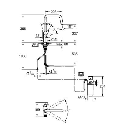 GROHE 30596000 - BLUE PURE Küchenarmatur mit integrierter Filterfunktion, glänzender Chrom