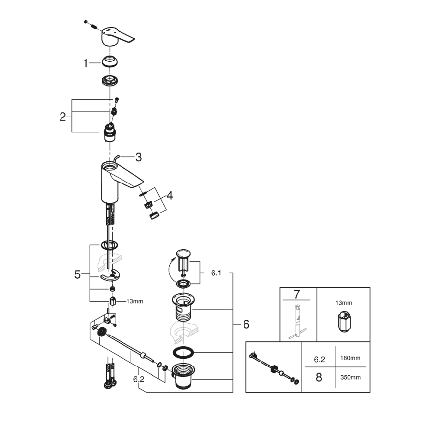 GROHE 31137002 - Waschtischarmatur QUICKFIX START Größe S glänzender Chrom