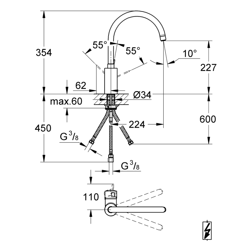 GROHE 31180000 - Küchenarmatur EUROSMART COSMOPOLITAN glänzender Chrom