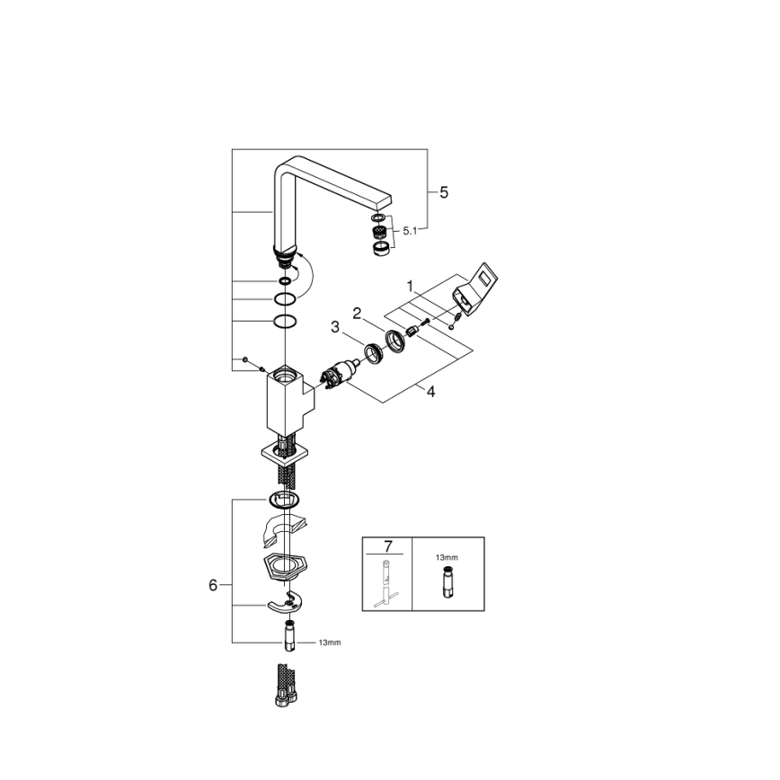 GROHE 31255000 - Küchenarmatur EUROCUBE, glänzender Chrom