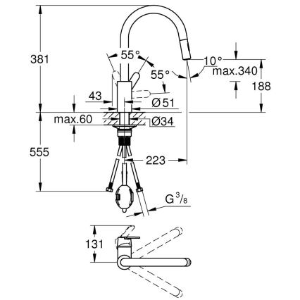 GROHE 31484001 - Spültischarmatur GET, glänzender Chrom