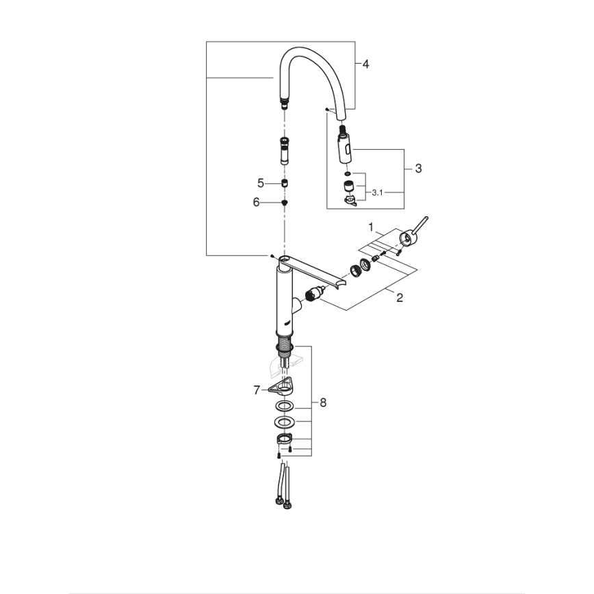 GROHE 31491000 - Spültischarmatur CONCETTO mit professioneller Spülbrause, glänzender Chrom