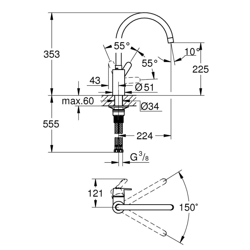 GROHE 31494001 - GET Küchenarmatur, Hochglanz‑Chrom