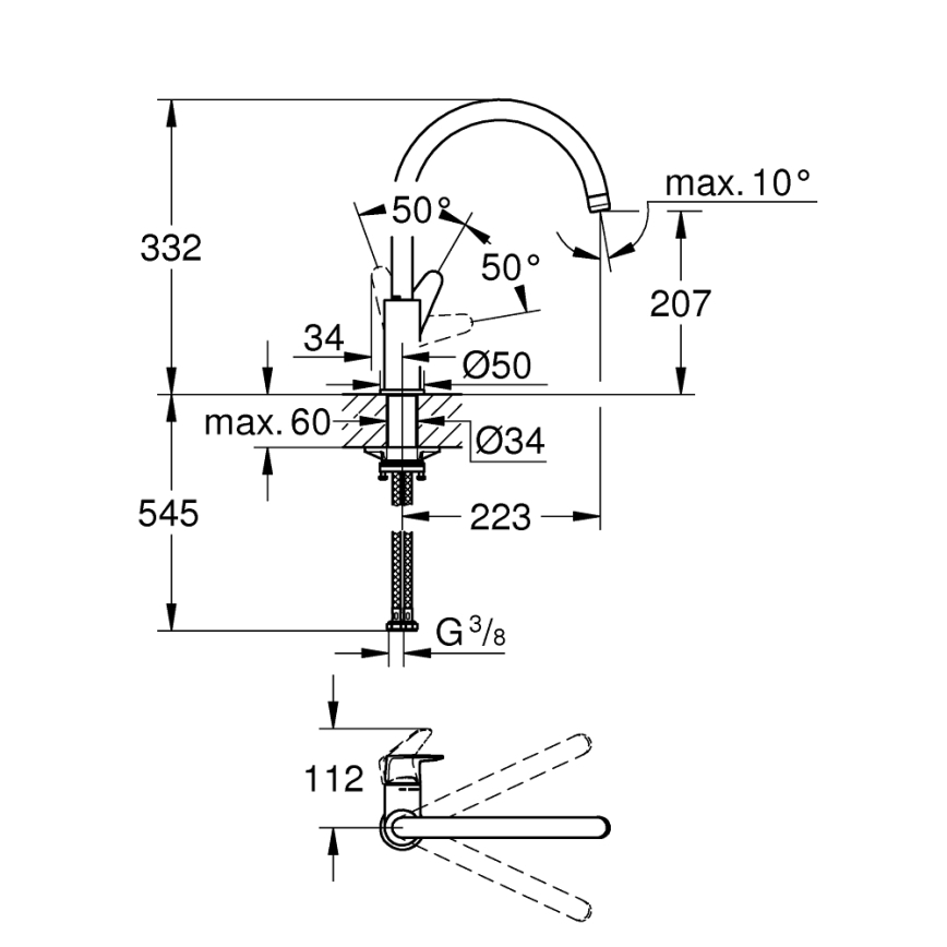 GROHE 31554001 - Küchenarmatur START CURVE, glänzender Chrom
