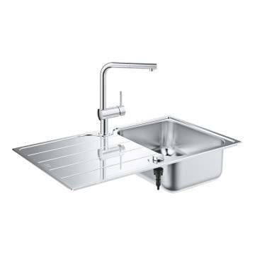 GROHE 31573SD1 - Küchenspülen-Set K500 mit Abtropffläche und Armatur A, 86×50 cm, aus hochwertigem Edelstahl