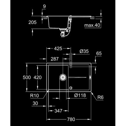 GROHE 31639AP0 - Küchenspüle K400 780 × 500 mm Stein/Schwarz