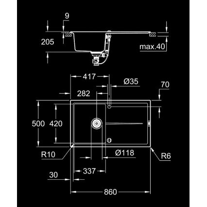 GROHE 31640AP0 - Kompositspüle K400 860 × 500 mm schwarz