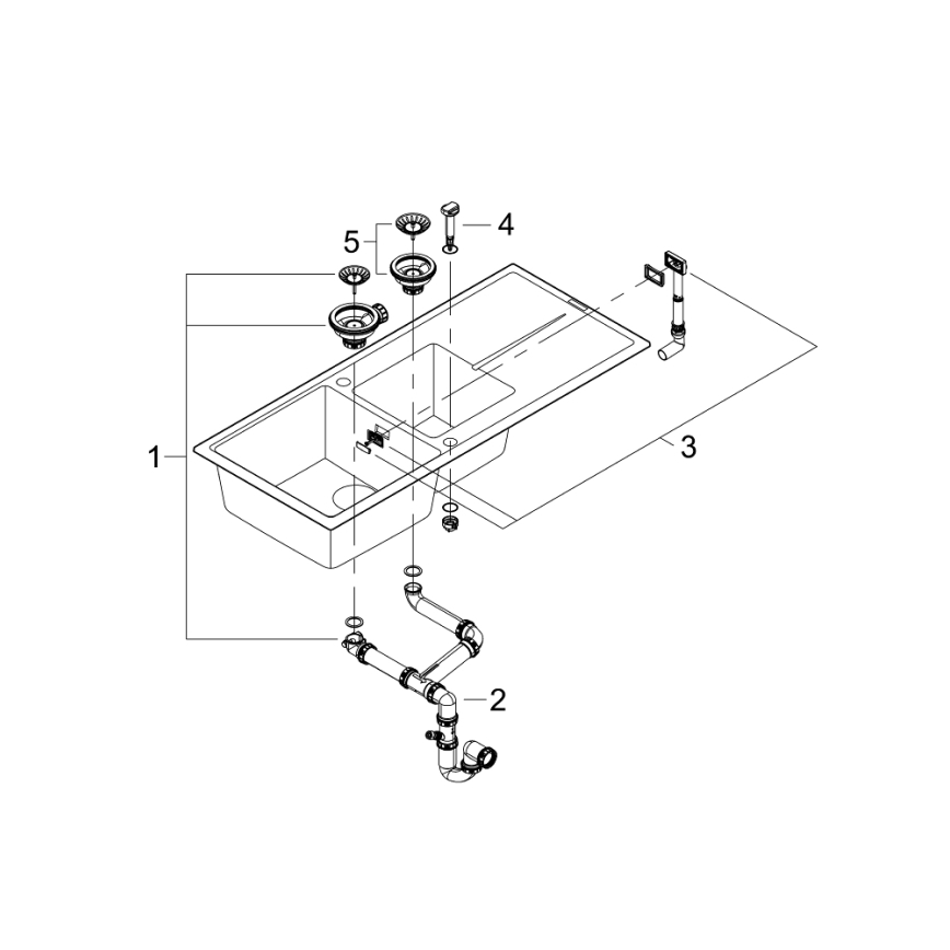 GROHE 31643AP0 - Komposit-Spüle K400 1160 × 500 mm schwarz
