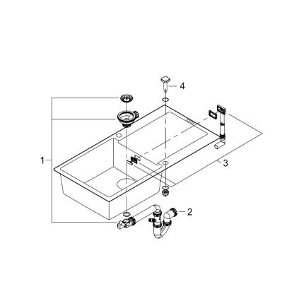 GROHE 31645AP0 - Küchenspüle K500 1000 × 500 mm Stein/Schwarz