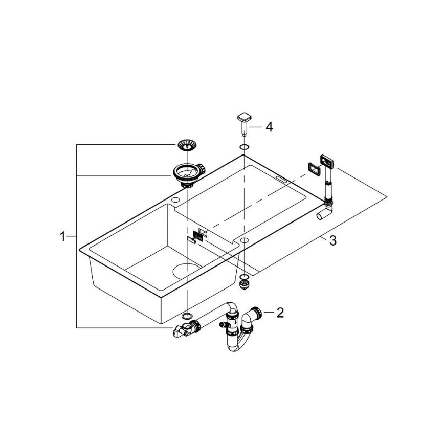 GROHE 31645AP0 - Küchenspüle K500 1000 × 500 mm Stein/Schwarz