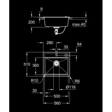 GROHE 31651AP0 - Kompositspüle K700 560 × 510 mm schwarz
