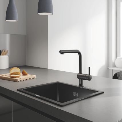 GROHE 31654AP0 - Spüle K700U 533 × 457 mm schwarzer Granit/schwarz
