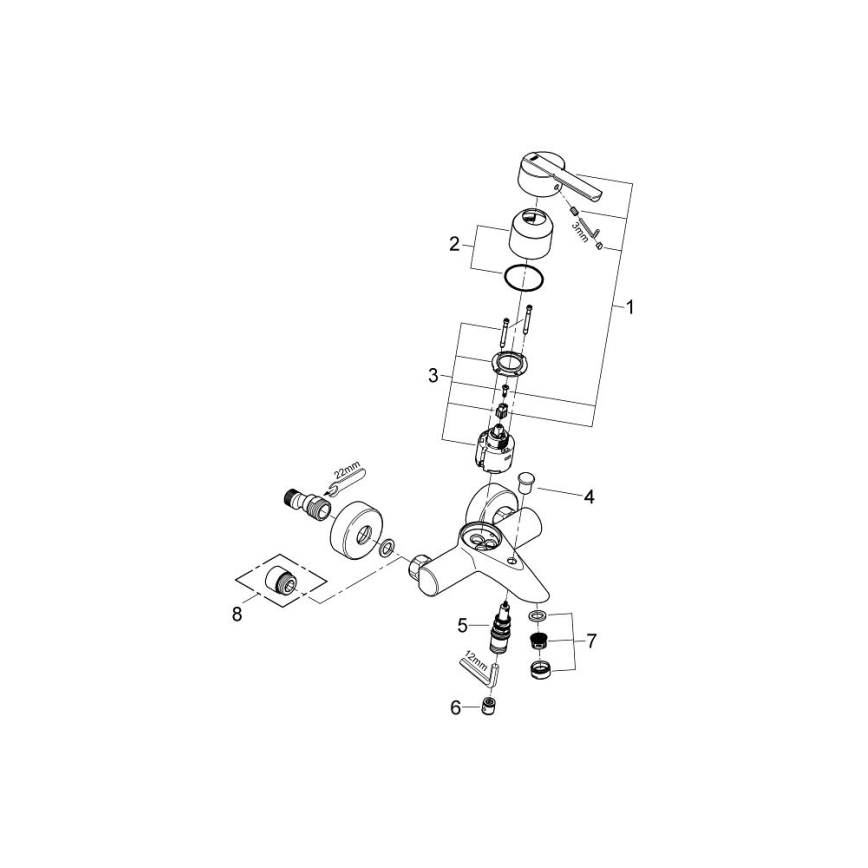 GROHE 32269000 - Wannenarmatur FEEL DN 15, glänzender Chrom