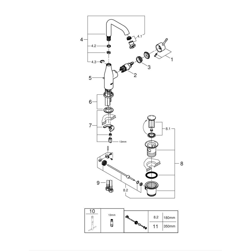 GROHE 32628001 - Waschtischarmatur ESSENCE Größe L, glänzender Chrom
