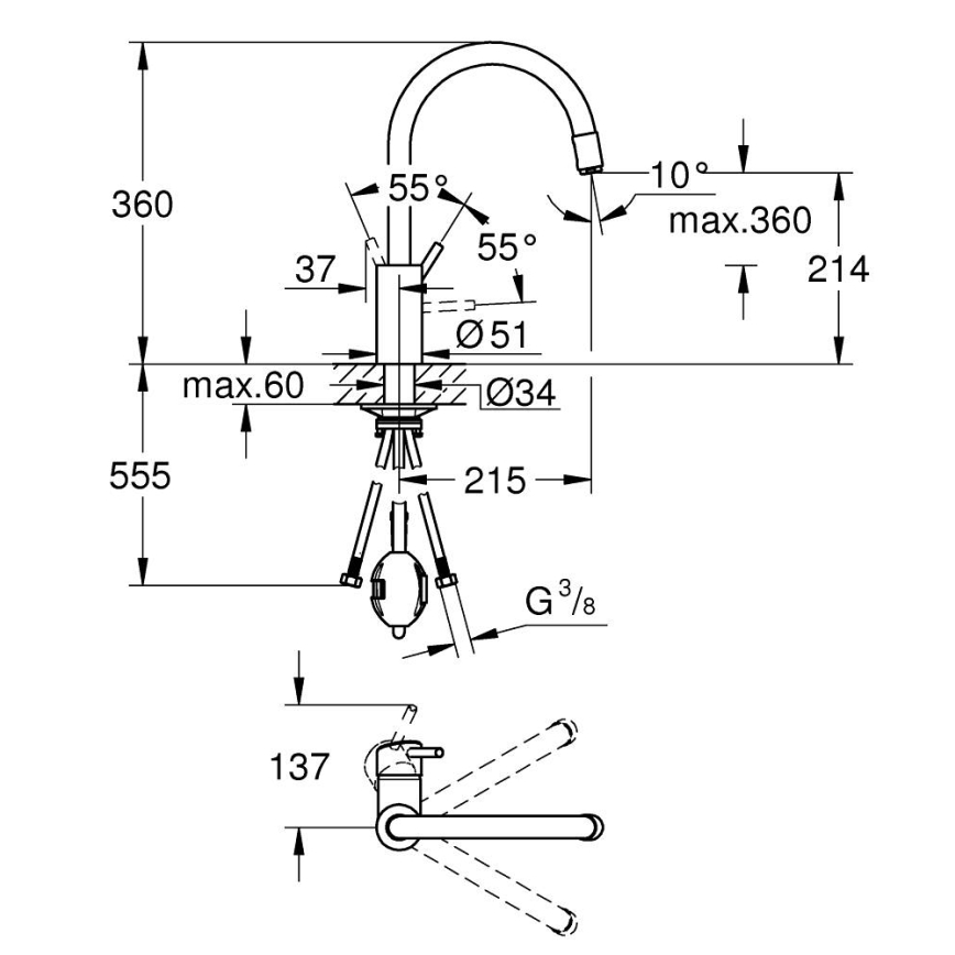GROHE 32663003 - Küchenarmatur CONCETTO 360 mm, Hochglanz-Chrom