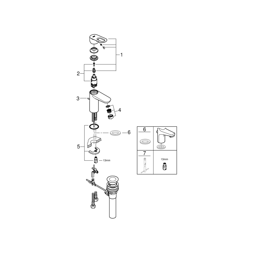 GROHE 32814000 - Waschtischarmatur BAULOOP, glänzender Chrom