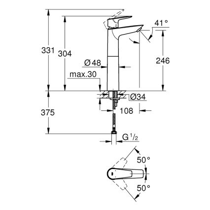 GROHE 32860001 - Waschtischarmatur BAUEDGE 304 mm glänzender Chrom