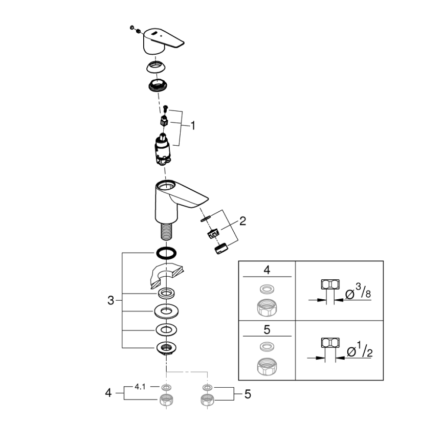 GROHE 32861001 – BAUEDGE Standventil, 131 mm, glänzender Chrom