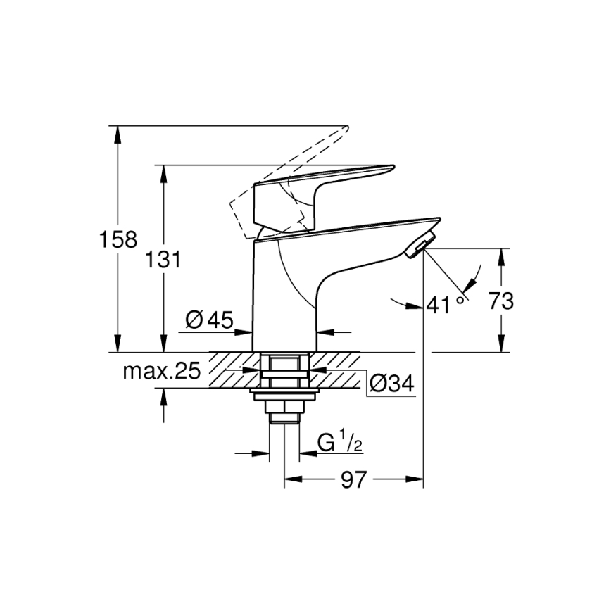 GROHE 32861001 – BAUEDGE Standventil, 131 mm, glänzender Chrom