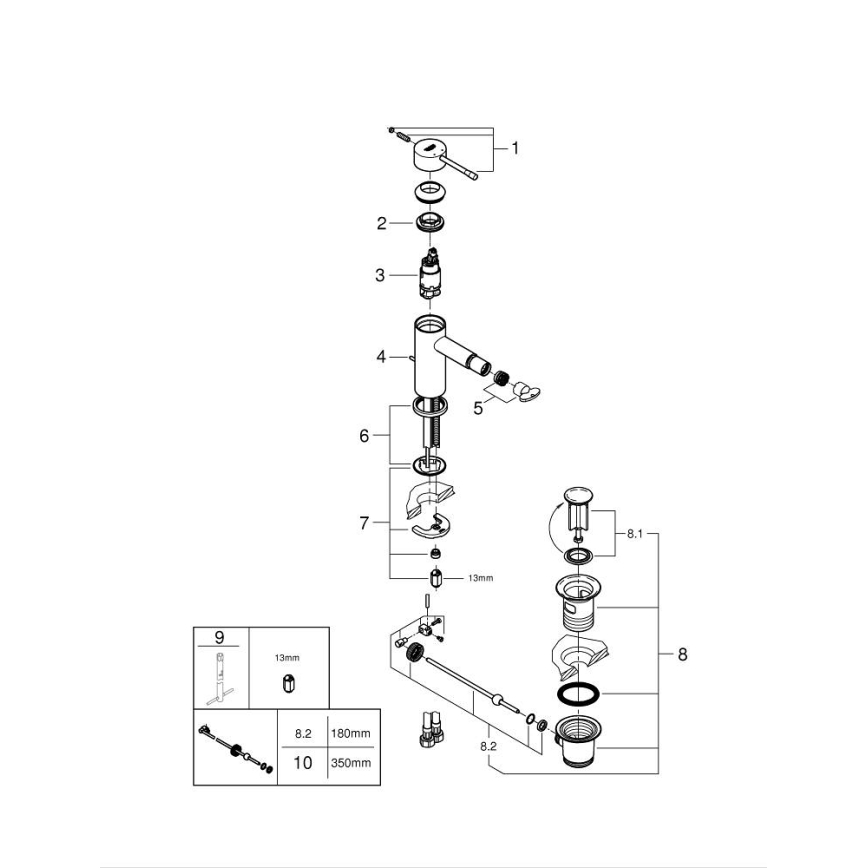 GROHE 32935DL1 - Bidetarmatur ESSENCE Größe S, Bronze
