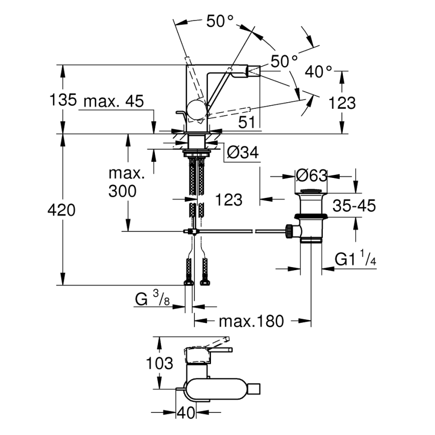 GROHE 33241003 - Bidetarmatur PLUS, Hochglanzchrom
